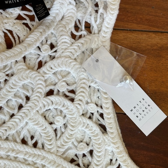 WHITE HOUSE BLACK MARKET CROCHET SLEEVELESS TANK TOP:NWT SOFT WHITE  XS - Picture 4 of 14